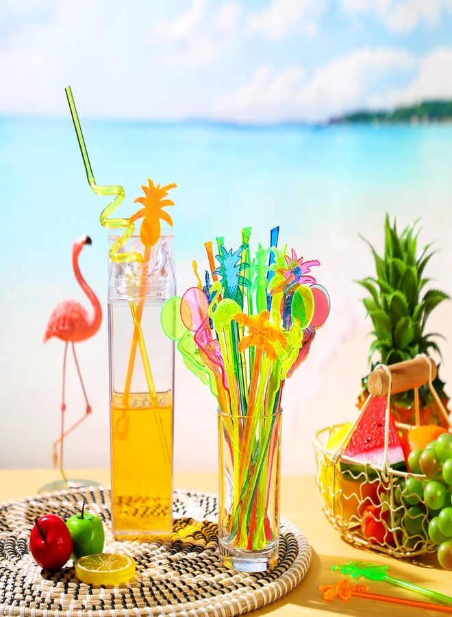 Willinglong 100 Assorted Tropical Swizzle Sticks Bar Cocktail Stirrers Luau Palm Tree Flamingo Fun Reusable Novelty Beverage Cocktail Margarita Tiki Drink Stirring Sticks for Birthday Wedding Party - Image 2